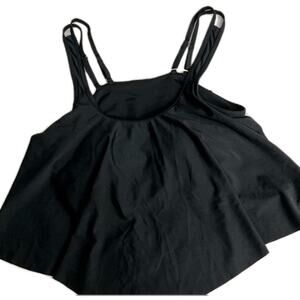 SouqFone Black Ruffled Tankini Top Women’s XXL Asymmetric Adjustable Strap Swim